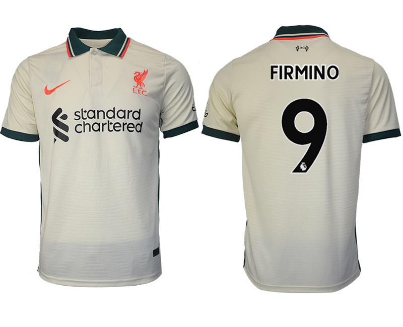 Men 2021-2022 Club Liverpool away aaa version cream #9 Soccer Jersey->liverpool jersey->Soccer Club Jersey